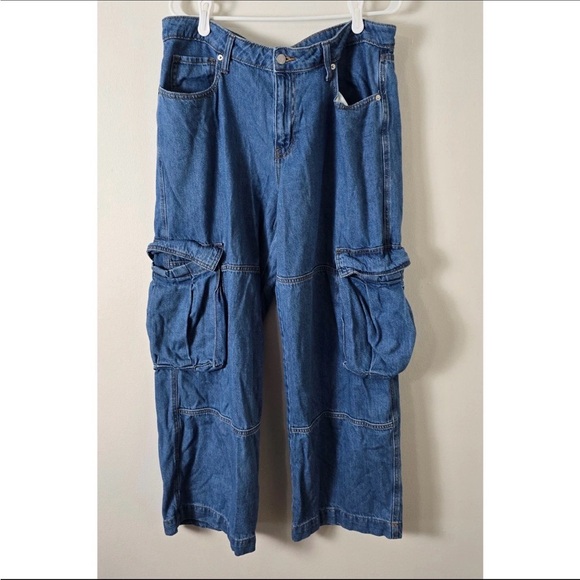 wild fable Denim - wild fable Blue Wide-Leg Cargo Jeans
